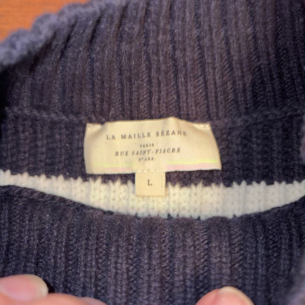 SEZANE ADRIAN SWEATER Le Maille Large Nautical Sailor Navy Stripe - Picture 3 of 6